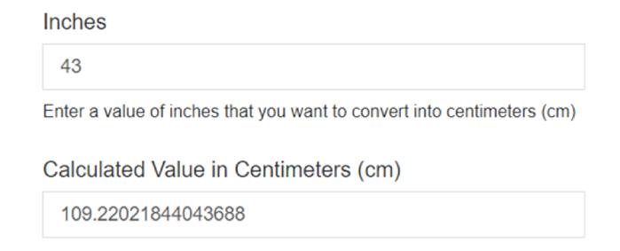 Inches to CM Converter