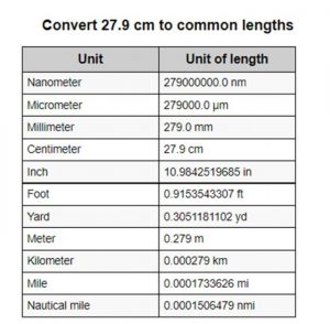 convert 27.9cm
