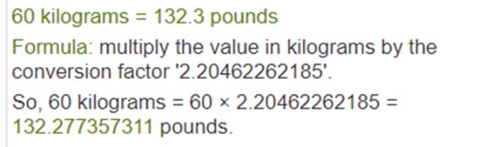 Kilogram to lbs formula